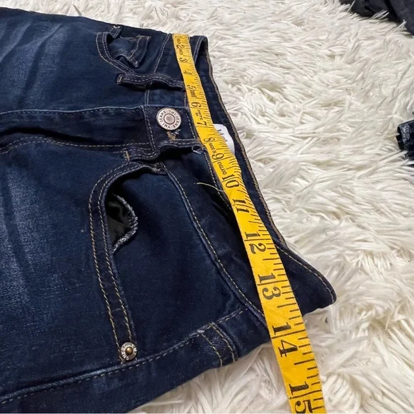 YMI Juniors High Rise Flare Distressed Cotton Blend Raw Hem Green Jeans-Size 7 - Picture 6 of 7